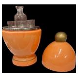 Peach Egg Shape Liquor Server (Missing 1 Glass)
