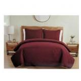3 Pc  F/Queen Elizabeth Burgandy Quilt Set