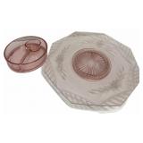 3 Pc Pink Glass