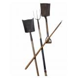 (2) Square Shovels, Fork & Pointed Tool