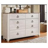 Williowton Farmhouse WHite 6-Drawer Dresser Base