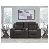 Brysonview Charcoal Reclining Loveseat W/ Console