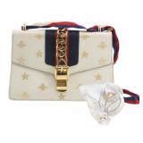 Gucci Sylvie Bee Star Mini Leather Shoulder Bag