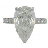 10kt Gold 5.25 ct Pear Cut VS Lab Diamond Ring