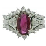 Platinum 1.28 ct Natural Ruby & Diamond Ring