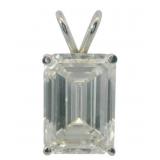 14kt Gold 5.08 ct Emerald Cut Lab Diamond Pendant