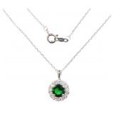 Round 1.50 ct Emerald & Diamond Necklace