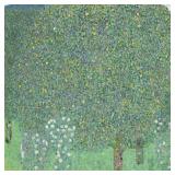 The Rosebushes Under Trees Canvas by Gustav Klimt