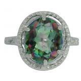Oval 4.39 ct Natural Mystic Topaz & Diamond Ring