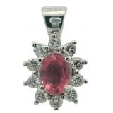 Brilliant 1.57 ct Lab Pink Ruby & Diamond Pendant