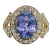 14kt Gold 4.17 ct Tanzanite &  Diamond Ring