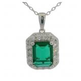 Emerald Cut 2.50 ct Emerald & Diamond Necklace