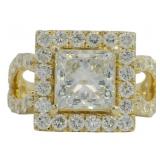 14kt Gold 4.14 ct Princess Cut Lab Diamond Ring