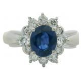 Platinum 1.42 ct Natural Sapphire & Diamond Ring