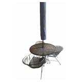 Wrought Iron Patio Table, Umbrella & 4 Chairs