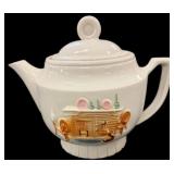Porcelain Teapot wï¿½ Colonial Hearth Scene