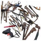 Green Bucket Full Tools-Pipe Wrenches, Snips,