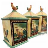 3 pc Rooster Canister Set