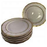 (6) T & T Limoges, France Gold Trim Plates
