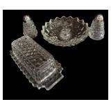 American FOSTORIA Butter Dish, Candle Hld, Salt &
