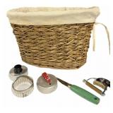 Lined Basket wï¿½ Vintage Kitchen Utensils