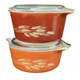 (2) Pyrex Bowls wï¿½ Lids Autumn Harvest
