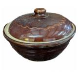 1950s Brown Stoneware Casserole