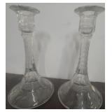 (2) PCS Vintage Clear Glass Candle Holders