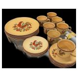 25 pc Taylor Smith & Taylor Rooster Dishes