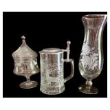 (2) Vases & Etched Deer Stein