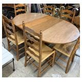 Table & 6 Ladder Back Cane Seat Chairs