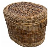 Large Hamper Size Lined Oval Rattan Lidded