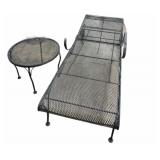 Adjustable Back Wrought Iron Lounger & Side Table