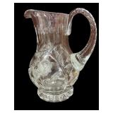 Heavy Etched Crystal Pitcher