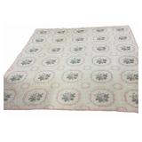 Floral Medallion Hand Cross Stitched Quilt