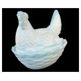 Blue & White Marbled Slag Glass
