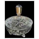 Footed Etched Crystal Pinwheel Star Pattern