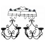 Wrought Iron Wall Sconces & Rack