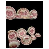(26) pc Red & White Homer Laughlin Historical
