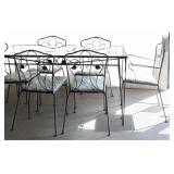 Wrought Iron Glass Top Table & 6 Chairs