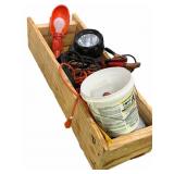 Wood Crate wï¿½ Trouble Light, Jumper Cables, Light