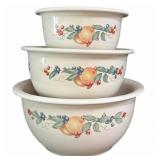 3 pc Corelle Fruit Design Mixing Bowls