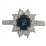 Platinum 1.40 ct Natural Sapphire & Diamond Ring