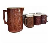 Pottery Pitcher & Mugs