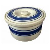Blue Striped Salt Crock