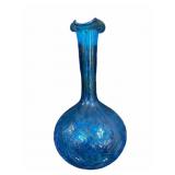 Blue Crackke Glass Vase