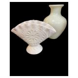 Opaline White Vase & Fan Vase
