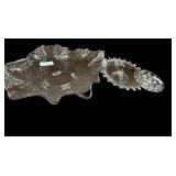 Heisey Lariat Divided Bowl, Leaf Dish, & Floral