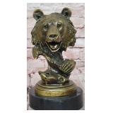 Bronze Grizzly Bear Bust Statue