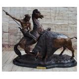 Frederic Remington Buffalo Hunt Bronze Sculpture